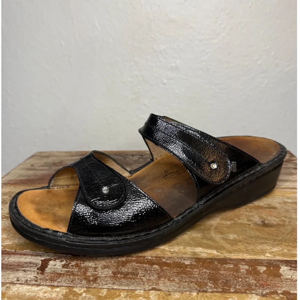 Finn Comfort Catalina Women's EU 41 US 10 Sandals Black Patent Leather